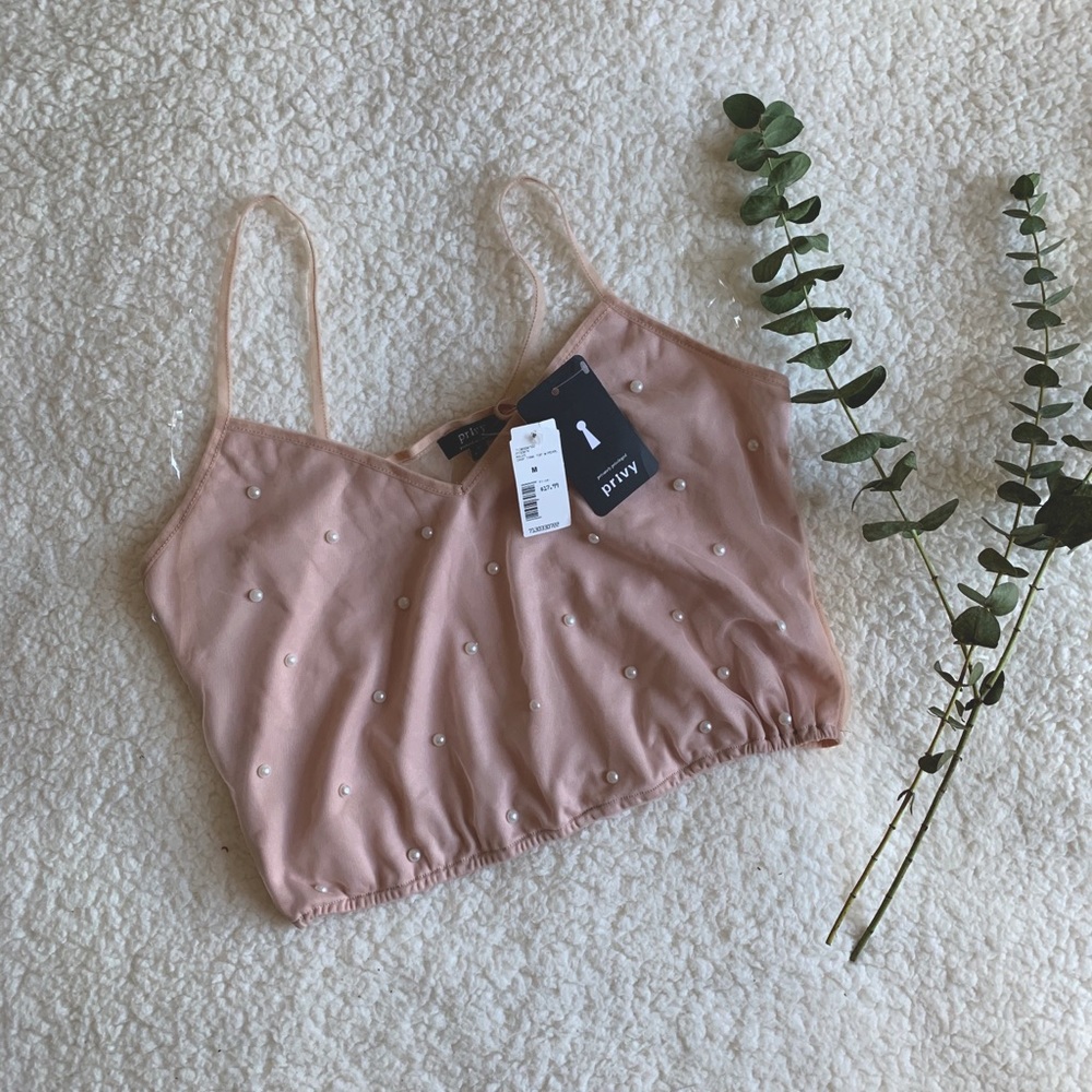 Pink pearl cropped cami